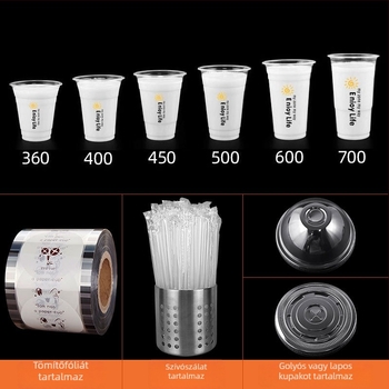 Egyszer használatos műanyag pohár mungóbab leves csomagolásához, 95 mm átmérő, 201-300 ml
