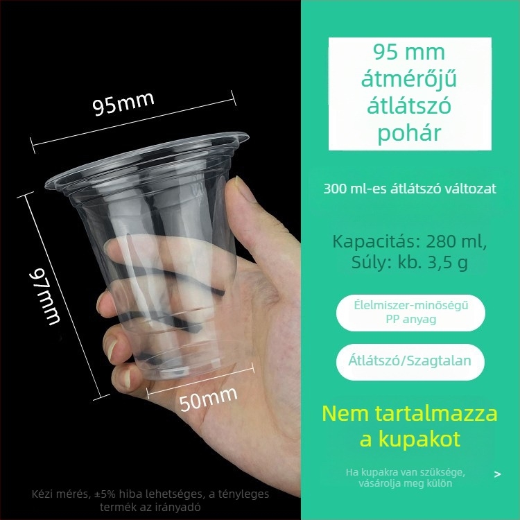 Egyszer használatos műanyag pohár mungóbab leves csomagolásához, 95 mm átmérő, 201-300 ml