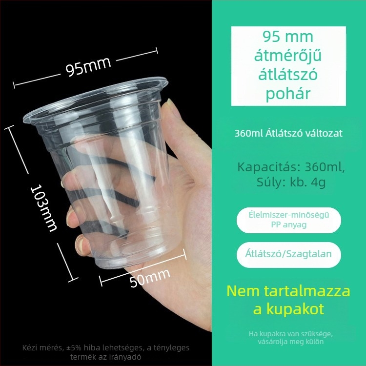 Egyszer használatos műanyag pohár mungóbab leves csomagolásához, 95 mm átmérő, 201-300 ml