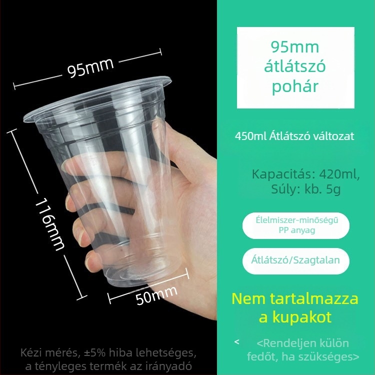 Egyszer használatos műanyag pohár mungóbab leves csomagolásához, 95 mm átmérő, 201-300 ml