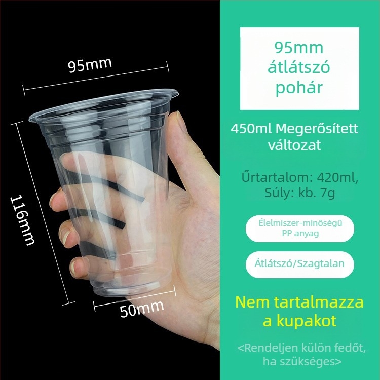 Egyszer használatos műanyag pohár mungóbab leves csomagolásához, 95 mm átmérő, 201-300 ml