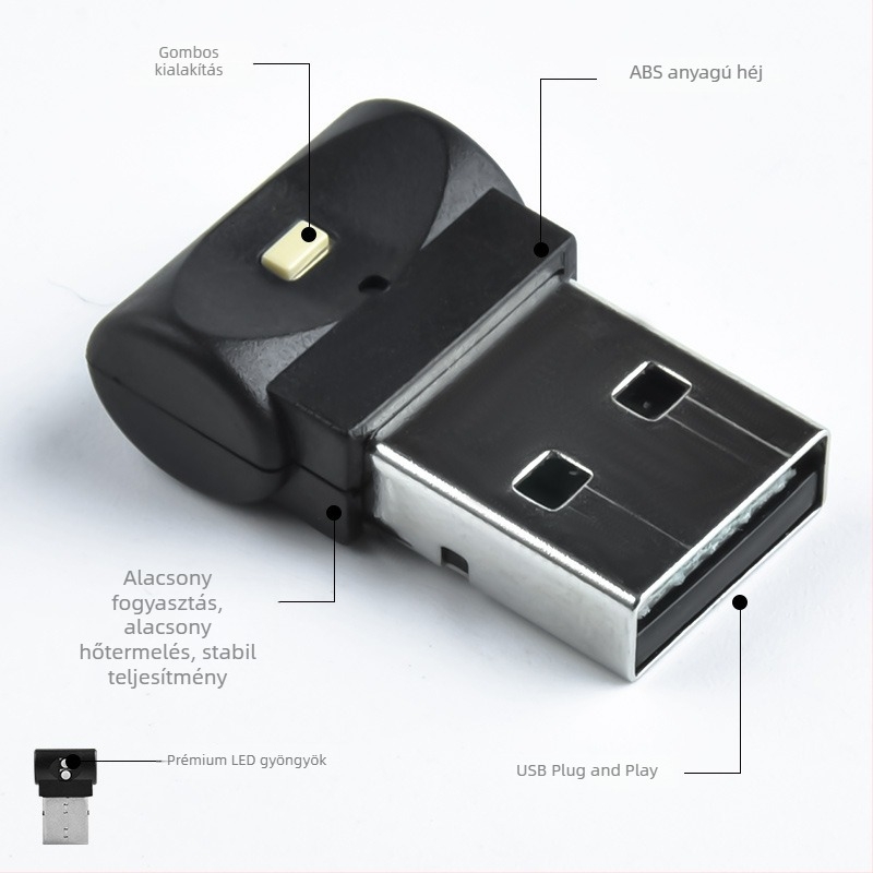 USB autó belső világítás LED RGB több üzemmóddal, mini éjszakai lámpa a belső térhez