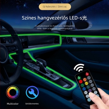 USB-tápellátású belső autó ambient fénycsík RGB színváltóval a középkonzolhoz