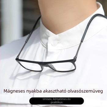 Mágneses nyakba akasztós olvasószemüveg, összecsukható, HD, ultra könnyű, hordozható, időseknek