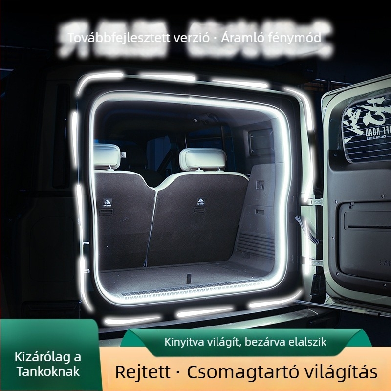 Szilikon LED csík a Tank 500/300/700 csomagtartójához és belső hangulatvilágításhoz — károsítás nélküli telepítés