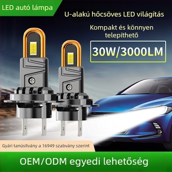 LED autó lámpa H7 Plug-In, U-alakú rézcső, 30W, 12V, 3000lm