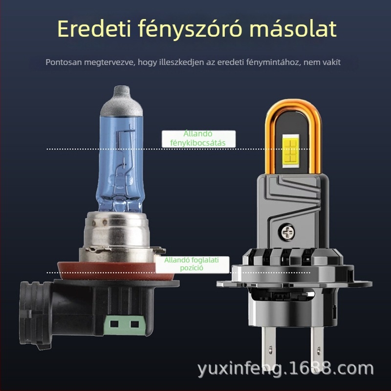 LED autó lámpa H7 Plug-In, U-alakú rézcső, 30W, 12V, 3000lm