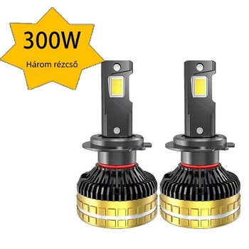 Autó LED fényszóró nagy teljesítményű, 300W, három rézcsővel, H11/H4/H7 kompatibilis