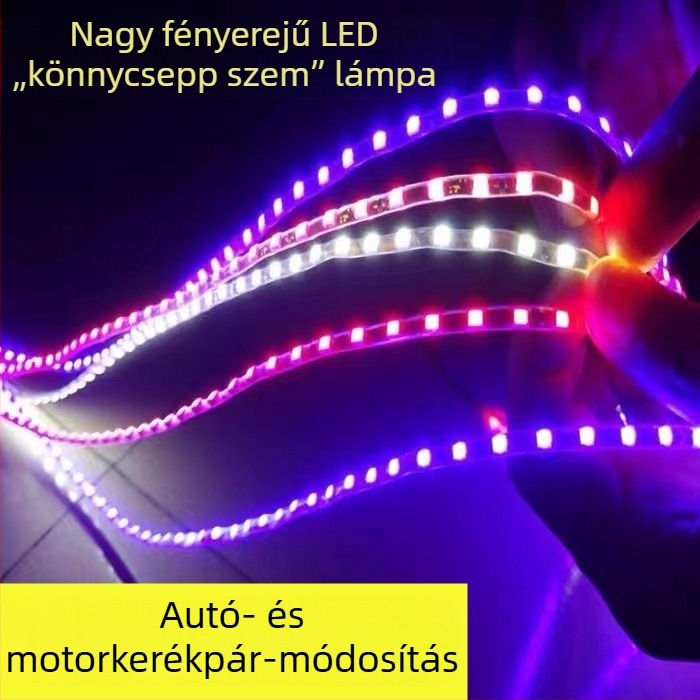 12V-os LED dekoratív fénycsík robogóhoz kísértet láng effektussal, vízáram-szerű villanással és rugalmas LED csíkkal