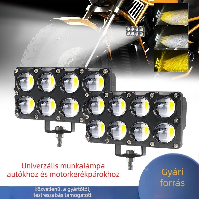 Kettős színű LED spot lámpa motorkerékpárhoz, 6LED/8LED, fókuszált fénysugár, külső felszerelés