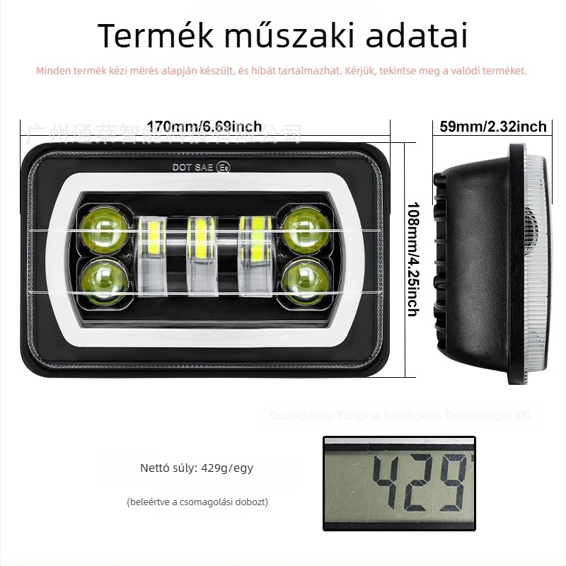 LED munkalámpa Jeep Wranglerhez Angel Eye-val — öntött alumínium ház, IP67, 24V, 55W, 7 LED