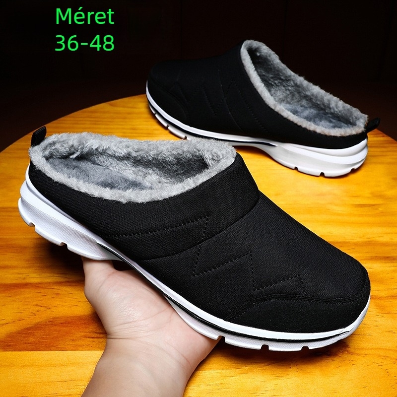 Férfiak téli pamut papucsok — felső rész tarpaulin, Slip-On zárás, Leisure stílus