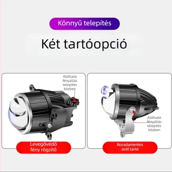 Off-road LED fényszóró autóhoz, sárga és fehér dupla fénnyel, integrált lézerlencsével a távoli és közeli sugárzáshoz, ködfényasó, vízálló 12V 100W