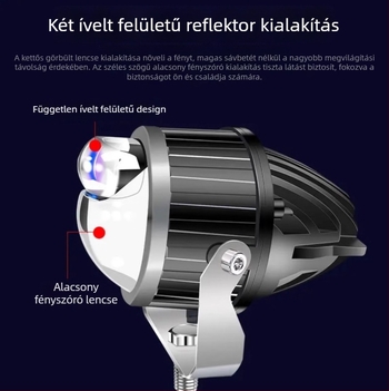 Off-road LED fényszóró autóhoz, sárga és fehér dupla fénnyel, integrált lézerlencsével a távoli és közeli sugárzáshoz, ködfényasó, vízálló 12V 100W