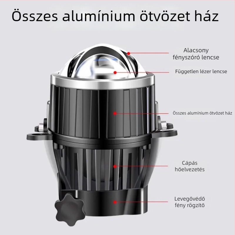 Off-road LED fényszóró autóhoz, sárga és fehér dupla fénnyel, integrált lézerlencsével a távoli és közeli sugárzáshoz, ködfényasó, vízálló 12V 100W