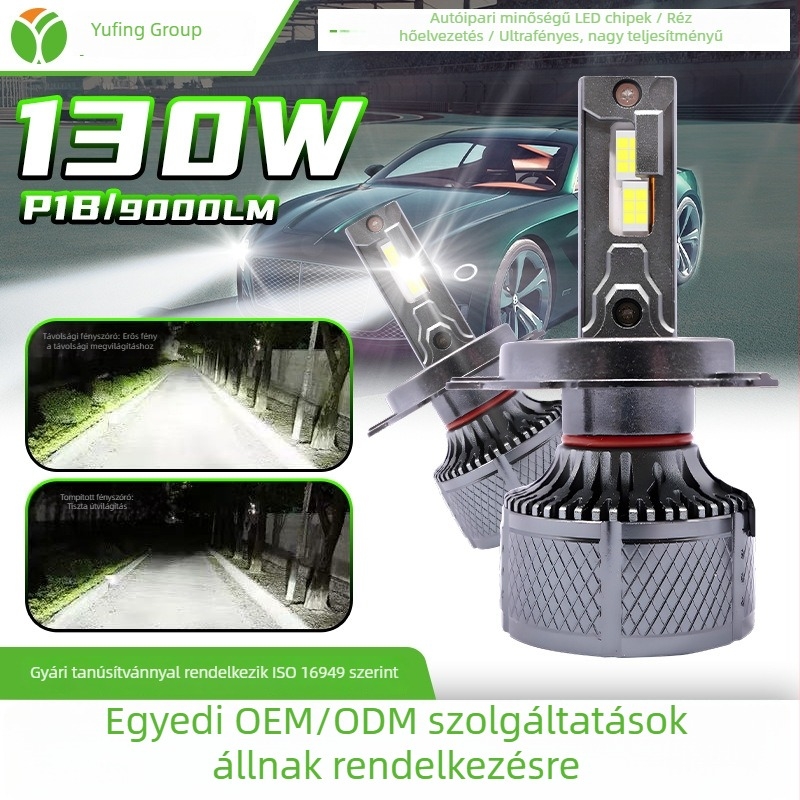 65W LED autó lámpa kettős rézcsővel, integrált magas- és alacsony fénysugár, H4/H7/H1 kompatibilis, ultra fényes spotlámpa