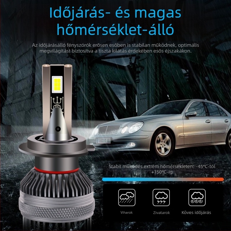 H7 LED autófényszóró kettős rézcsővel – nagy fényerő, fókuszált fény, hosszú és rövid fény
