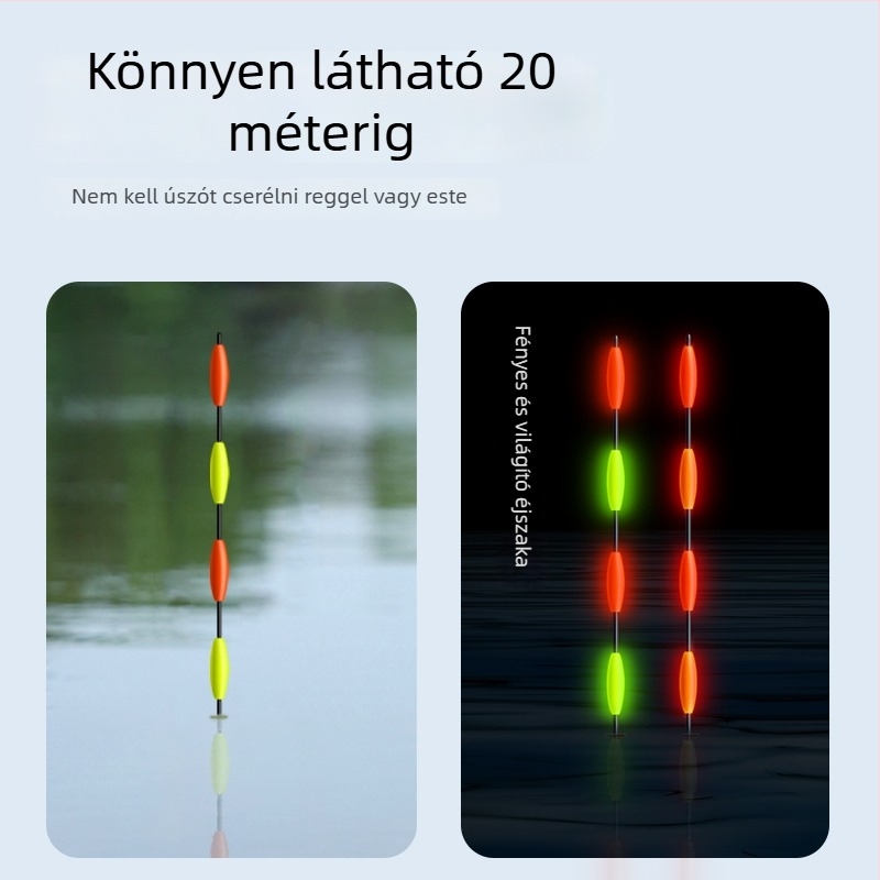 LED-es világítású vertikális úszó, önállóan álló, vastag és feltűnő farokkal, pontyokhoz