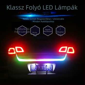 Színes autócsomagtartó lámpa RGB LED effektussal, hátsó jelzőfény vízesés effektussal és nagy fényerősségű ütközésvédő fény