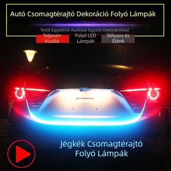 Színes autócsomagtartó lámpa RGB LED effektussal, hátsó jelzőfény vízesés effektussal és nagy fényerősségű ütközésvédő fény