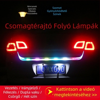 Színes autócsomagtartó lámpa RGB LED effektussal, hátsó jelzőfény vízesés effektussal és nagy fényerősségű ütközésvédő fény