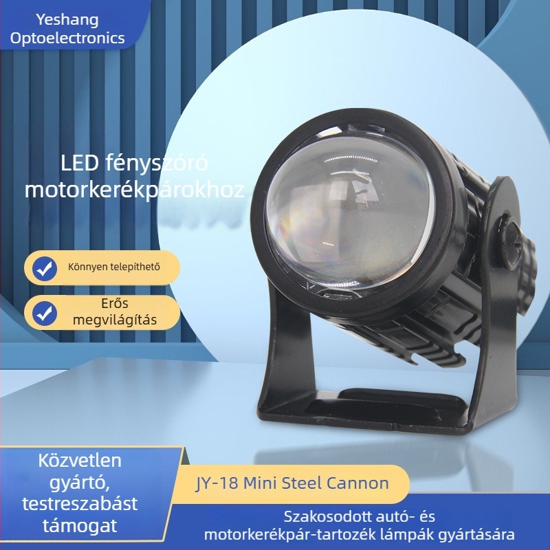 LED motorkerékpár spotlámpa, nagy fényerő, sárga és fehér, külső mini acélkanó lámpa