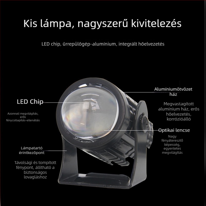 LED motorkerékpár spotlámpa, nagy fényerő, sárga és fehér, külső mini acélkanó lámpa