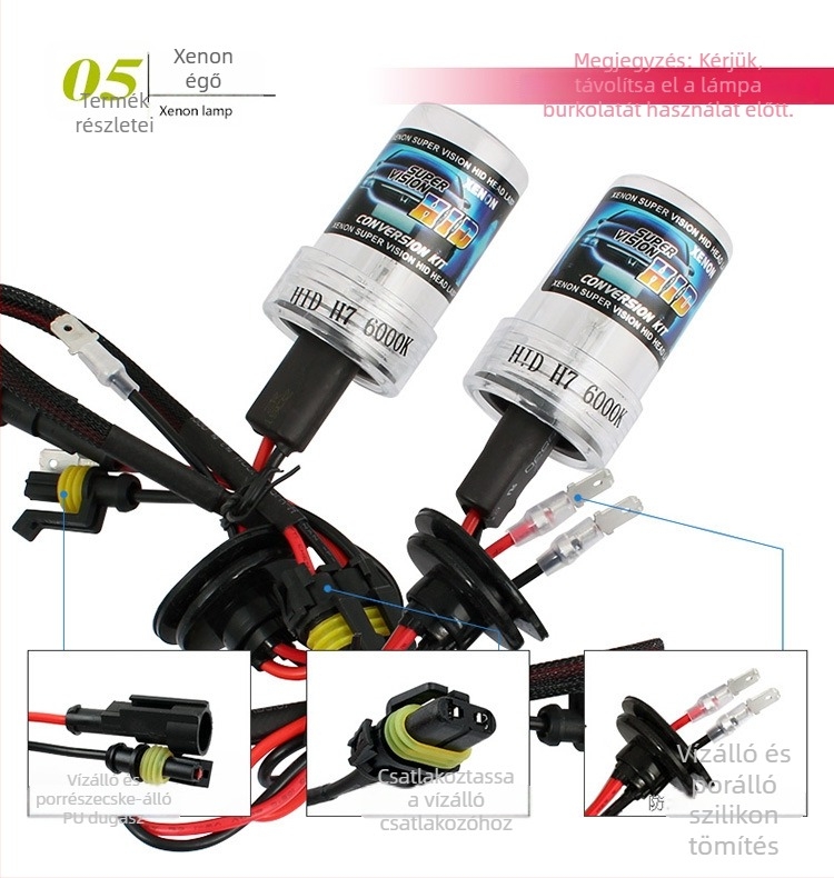 Autó Xenon HID fényszóróizzó 35W/55W, 12V, kompatibilis H1/H3/H7/H8/H9/H10/880/881/9012/H16, 3000h élettartam