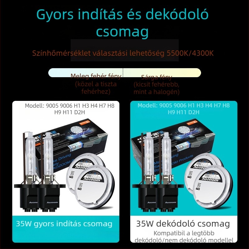 H7 integrált xenon fényszóró készlet – 35W Bixenon, kompatibilis 9005/9012, H1