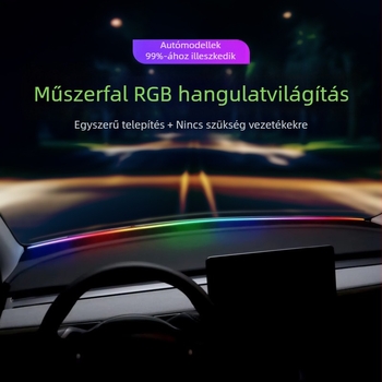 Autó belső LED hangulatvilágítás a frontális szélvédő környékére, USB-tápellátású dekoratív középkonzol világítás