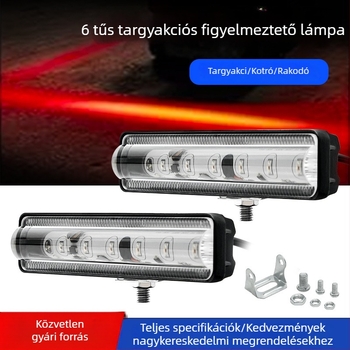 6-LED ultra‑bright forklift LED figyelmeztető lámpa piros–kék jelzőfénnyel, egyenes vonalú kialakítás, biztonsági zóna jelző