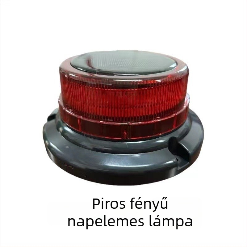 Napelemes riasztó LED világítás, forgó strobo, mágneses rögzítés és mágneses töltés