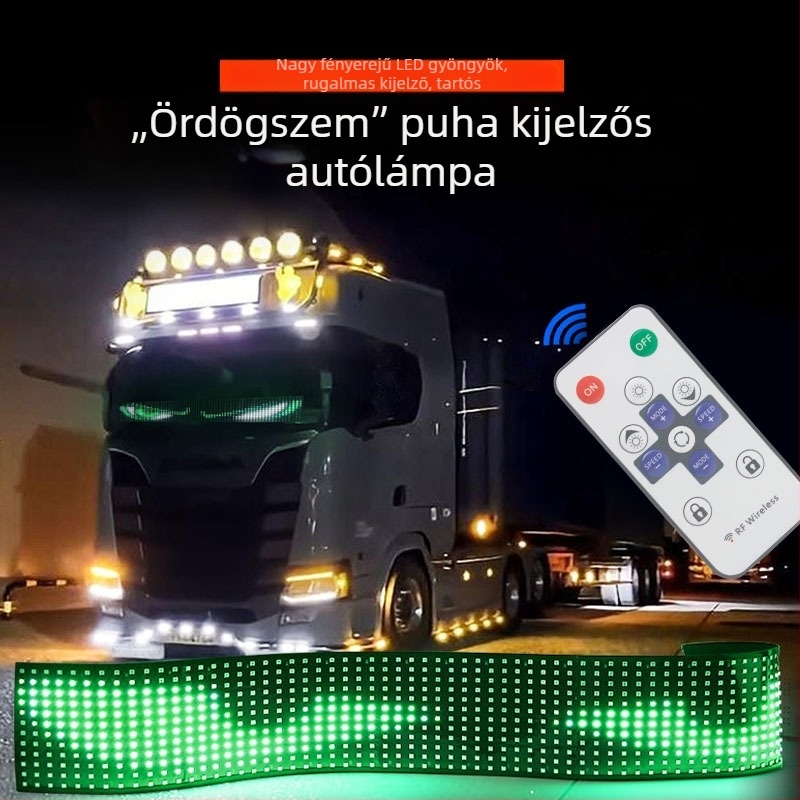 Teherautókhoz készült LED dinamikus, rugalmas kijelző – ultra vékony autóablak matrica, figyelmeztető fény