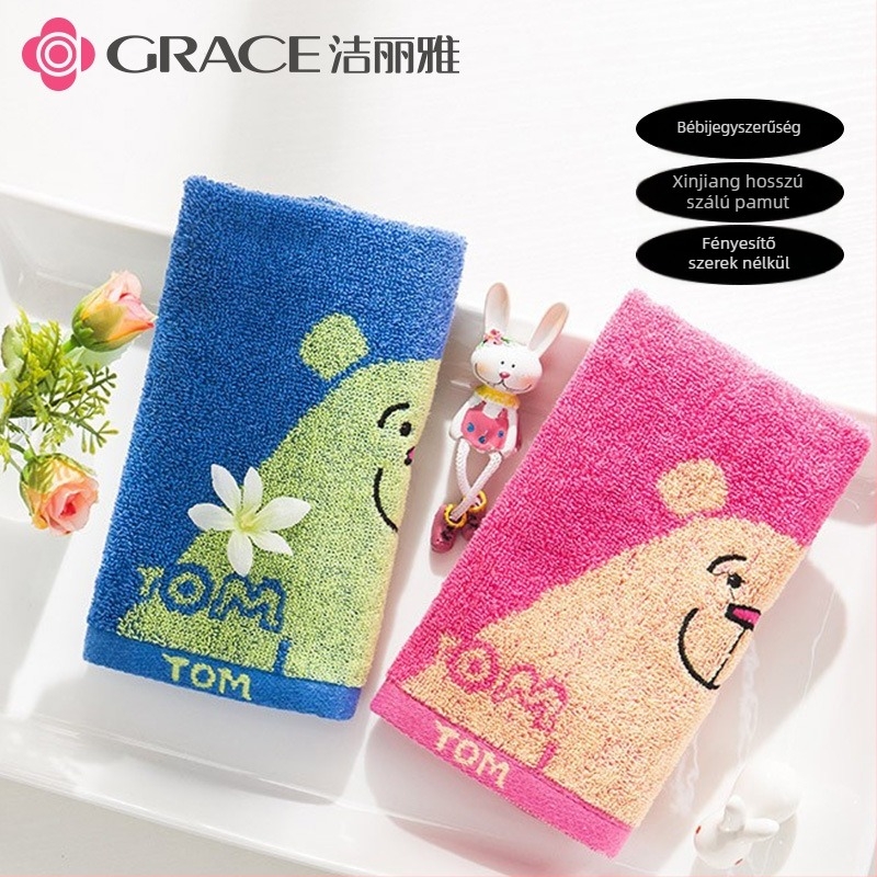 100% pamut baba- és gyerek törölköző jacquard hímzéssel, 16s fonal, tömeg 50-80 g, testreszabható