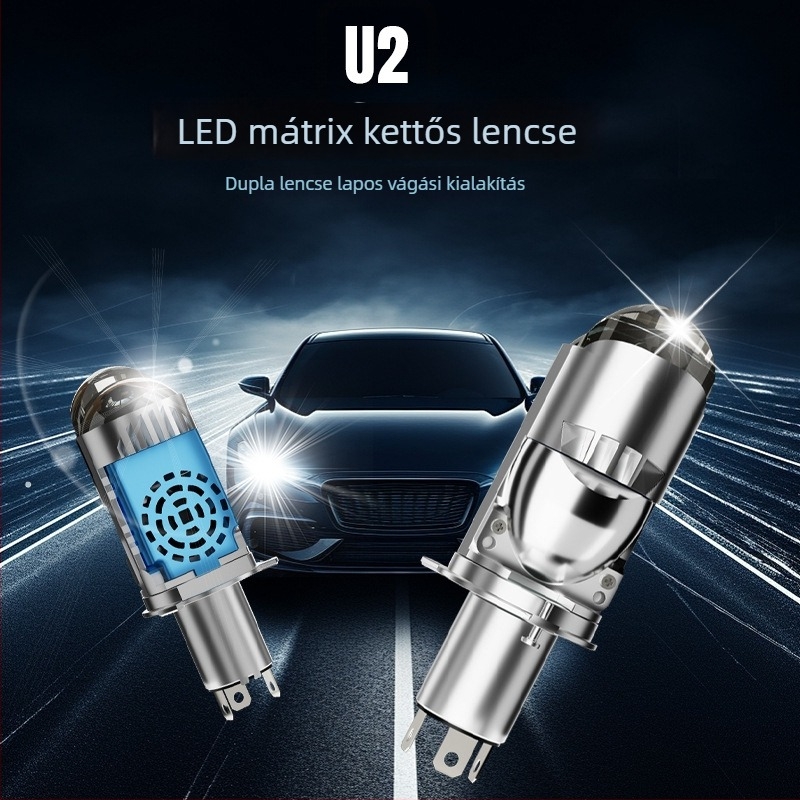H4 LED autófényszórók kettős lencsével