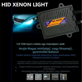Xenon fényszóró izzók autóhoz, 55W, 12V, 5800 lm, IP75, univerzális kompatibilitás (9005/9006/H7/H8/H9/H11)
