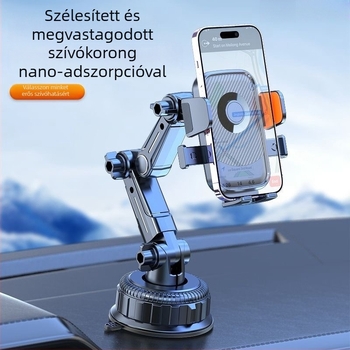 Autótelefon-tartó 5W-os töltéssel, ütésálló, ragasztós rögzítés, kompatibil napellenzővel, műszerfallal és első szélvédővel