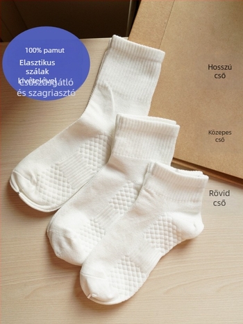 Unisex gyerek sport zokni pamutból, dezodoráló, középmagas hossz, tejfehér szín