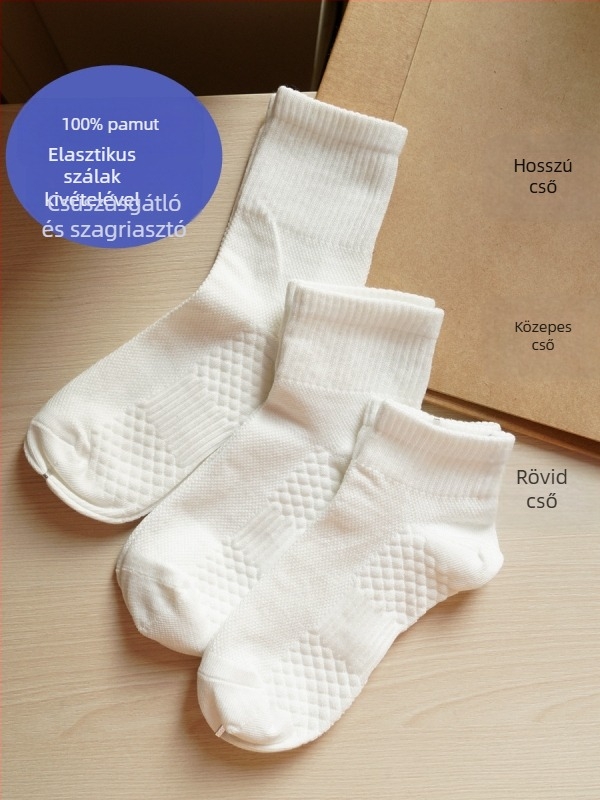 Unisex gyerek sport zokni pamutból, dezodoráló, középmagas hossz, tejfehér szín
