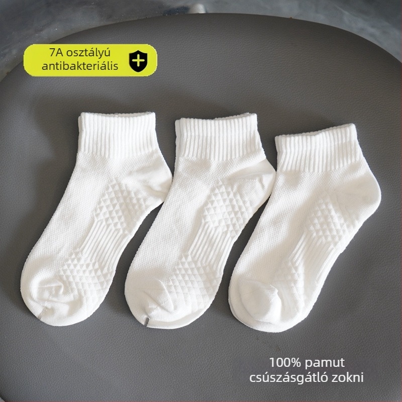 Unisex gyerek sport zokni pamutból, dezodoráló, középmagas hossz, tejfehér szín