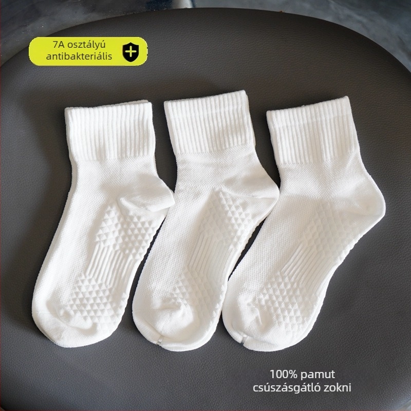 Unisex gyerek sport zokni pamutból, dezodoráló, középmagas hossz, tejfehér szín