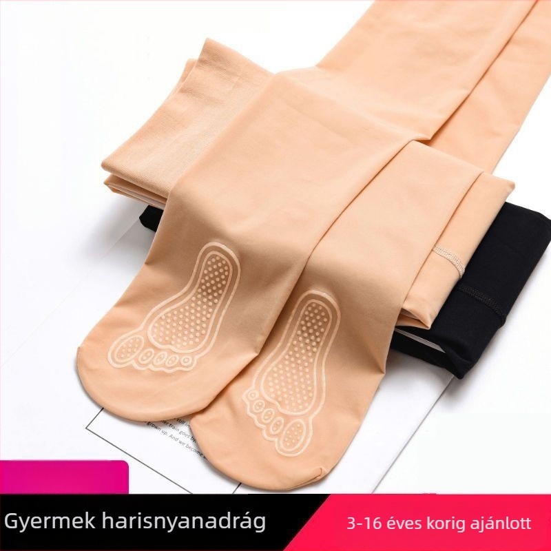 Gyerekeknek készült nejlon harisnya lányoknak, 3–8 évesek, légáteresztő, láthatatlan, csúszásmentes, bőrszínű