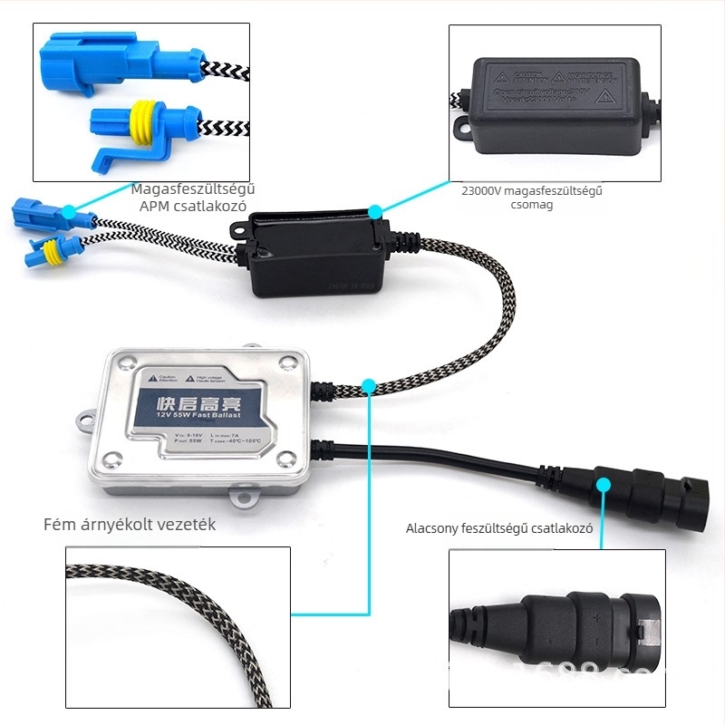 Autó Xenon HID Ballaszt, 12V 55W, IP67, 5000 lm, modell JT-T6W
