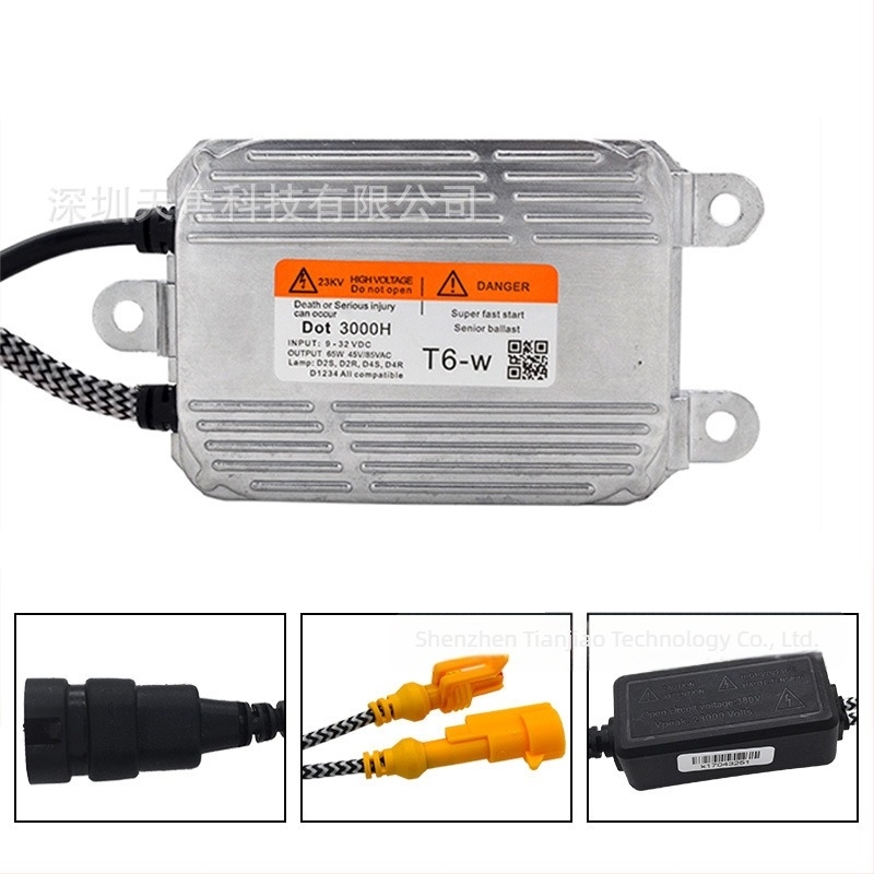T6W 65W HID ballaszt, bemenet 12V/24V, 9-32V tartomány, IP67, 3900 lm