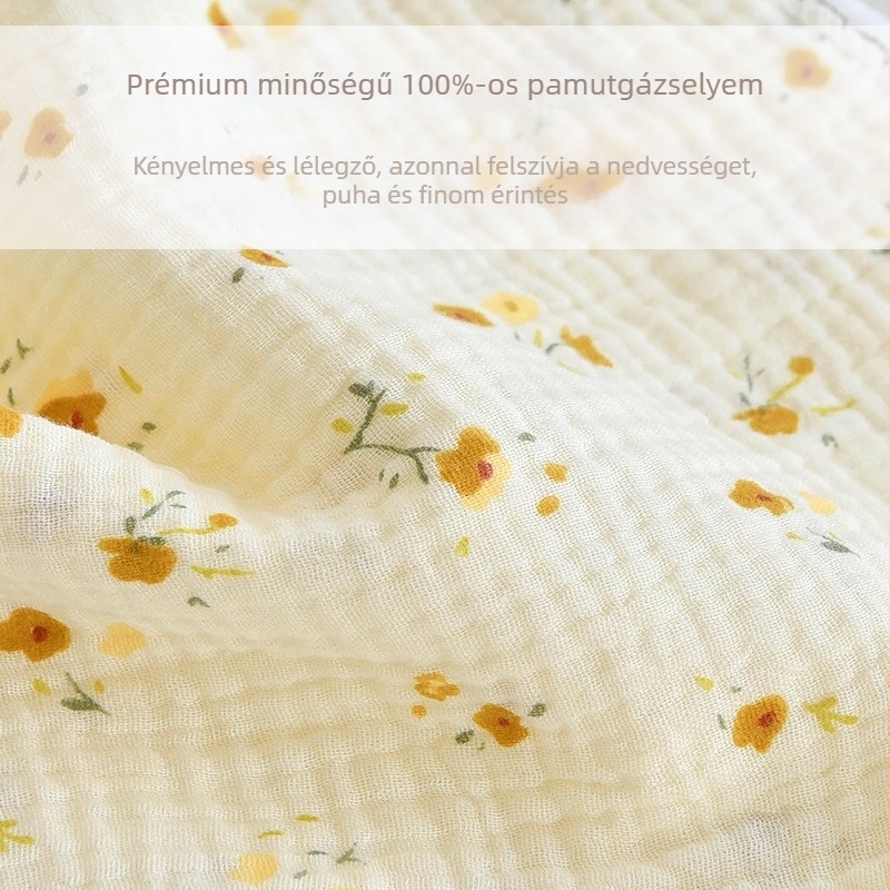 Baba pamut géz négyszögletes kendő, nedvességfelvevő szájkendő, újszülötteknek (0–1 évesek), állat- és virágmintás, >95% pamut