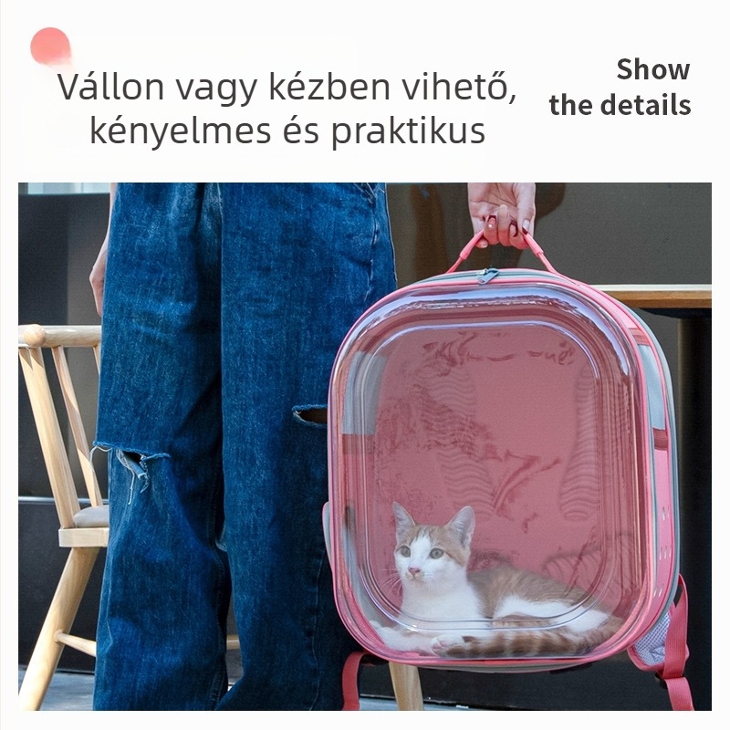 Kaishuo Átlátszó Macska Hátizsák, Dupla Vállú, EVA Anyag és Kötött Szövet, Törött Virág Minta