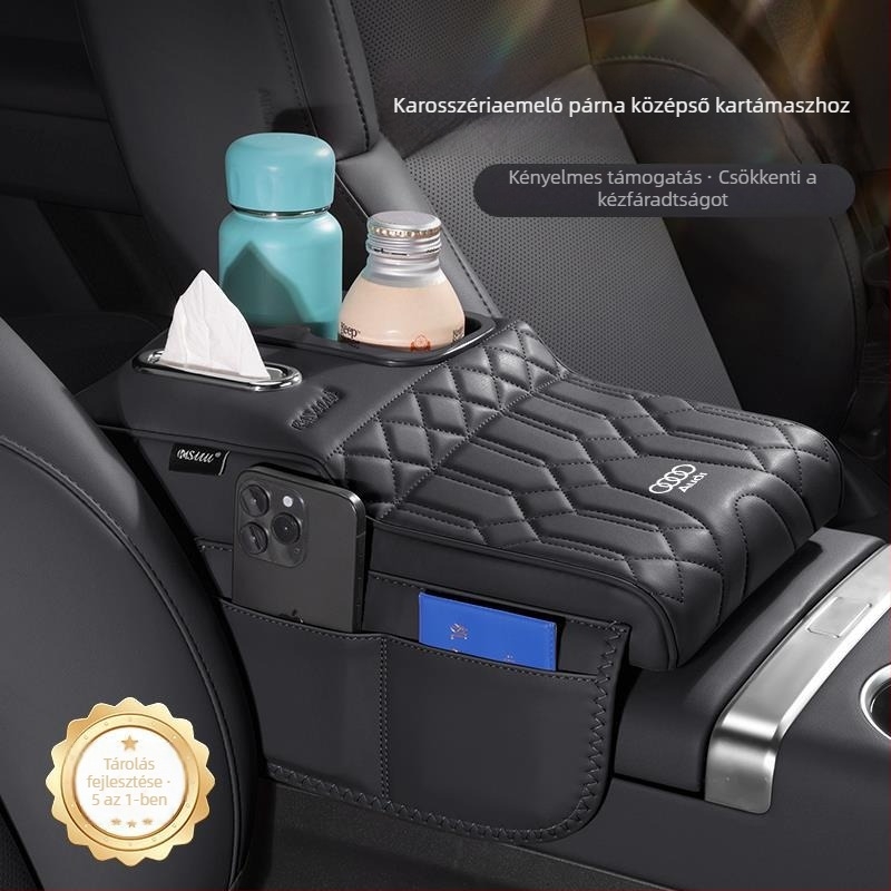 Karfa-emelő párna papírtartóval és tárolórekesszel, kompatibilis Audi Q5L, A4L, A6L, A5L, Q3, Q2, Q7