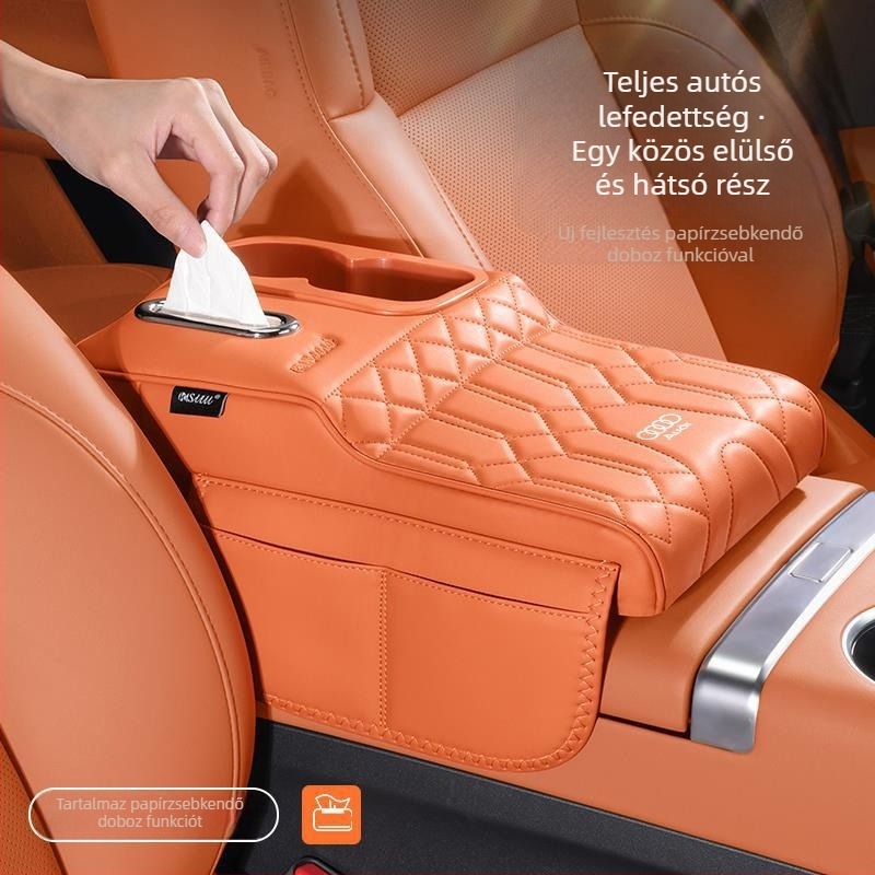 Karfa-emelő párna papírtartóval és tárolórekesszel, kompatibilis Audi Q5L, A4L, A6L, A5L, Q3, Q2, Q7