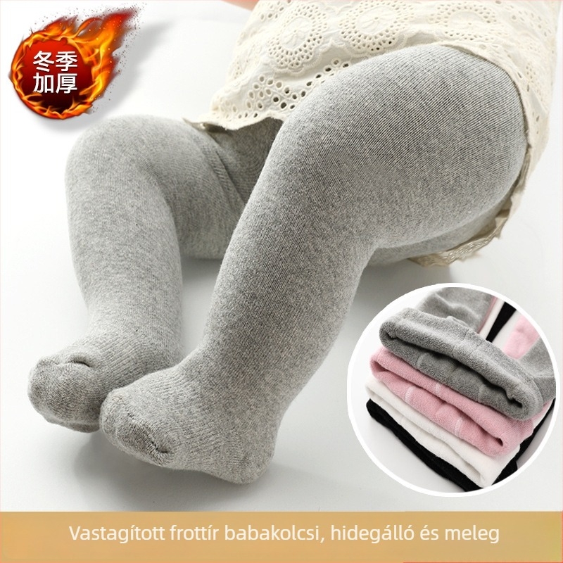 Vastag fleece-lével bélelt babák és gyerekek számára egybeölt harisnya — őszi-téli meleg