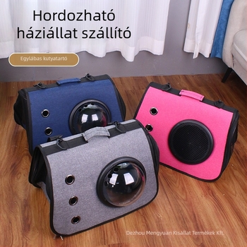 Háziállat táska keresztpántos, összecsukható, lélegző macska- és kutyatáska három nyílással, Oxford anyag, 6 kg-ig terhelhetőség, egyszínű minta